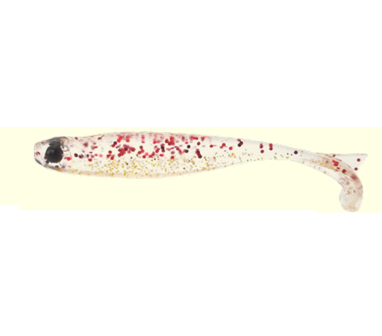 Shad Mustad Mezashi Tail Minnow Floating, Red Gold Glitter, 8.8cm, 6buc/plic