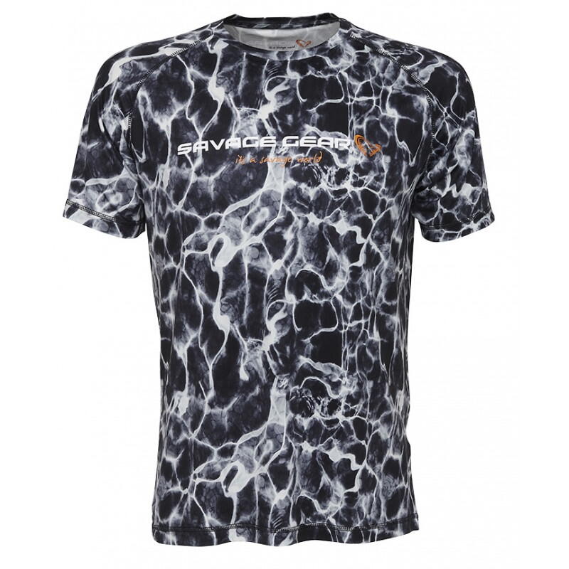 Tricou Savage Gear Night UV, Black Waterprint, X-Large
