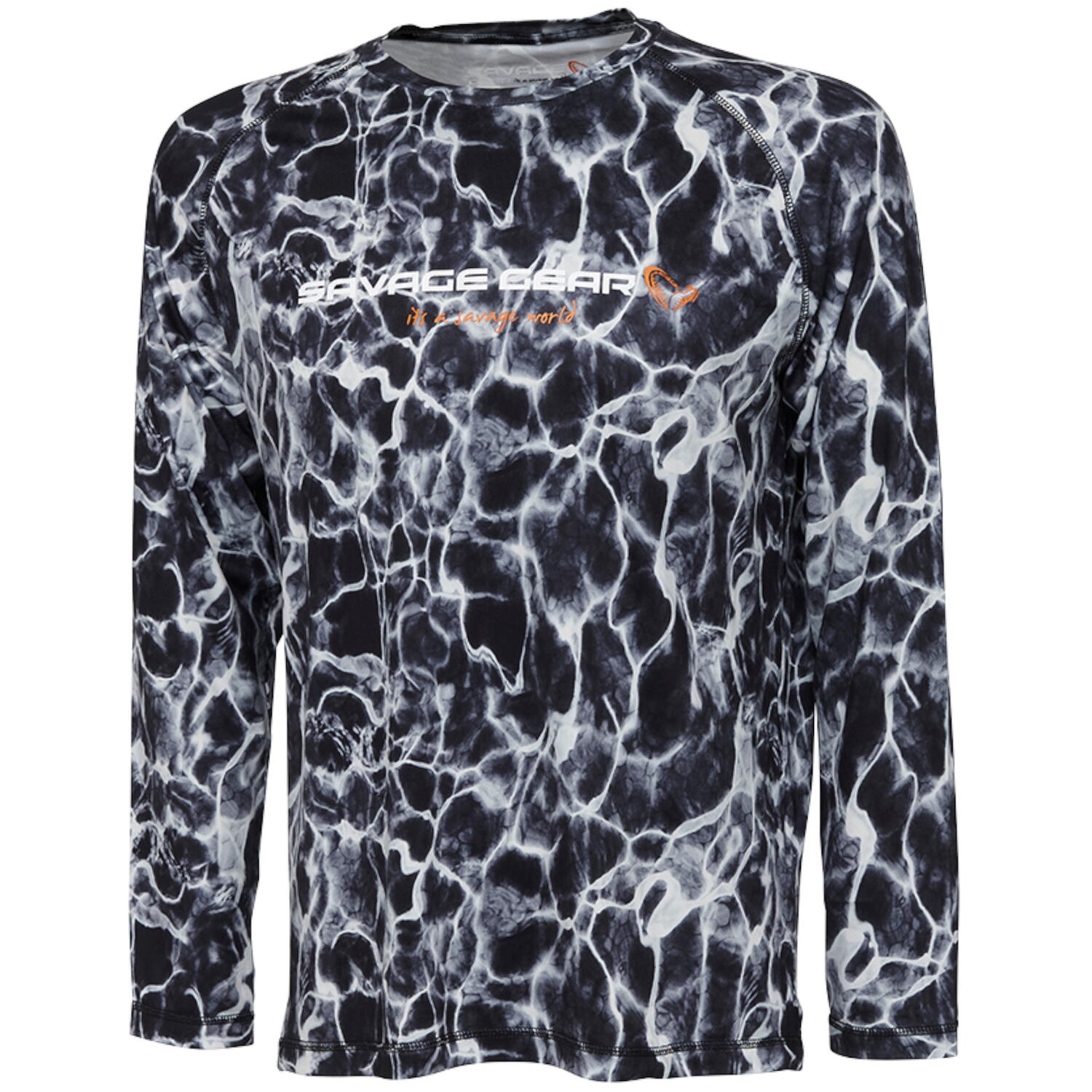 Bluză Savage Gear Night UV Long Sleeve, Black Waterprint, Small