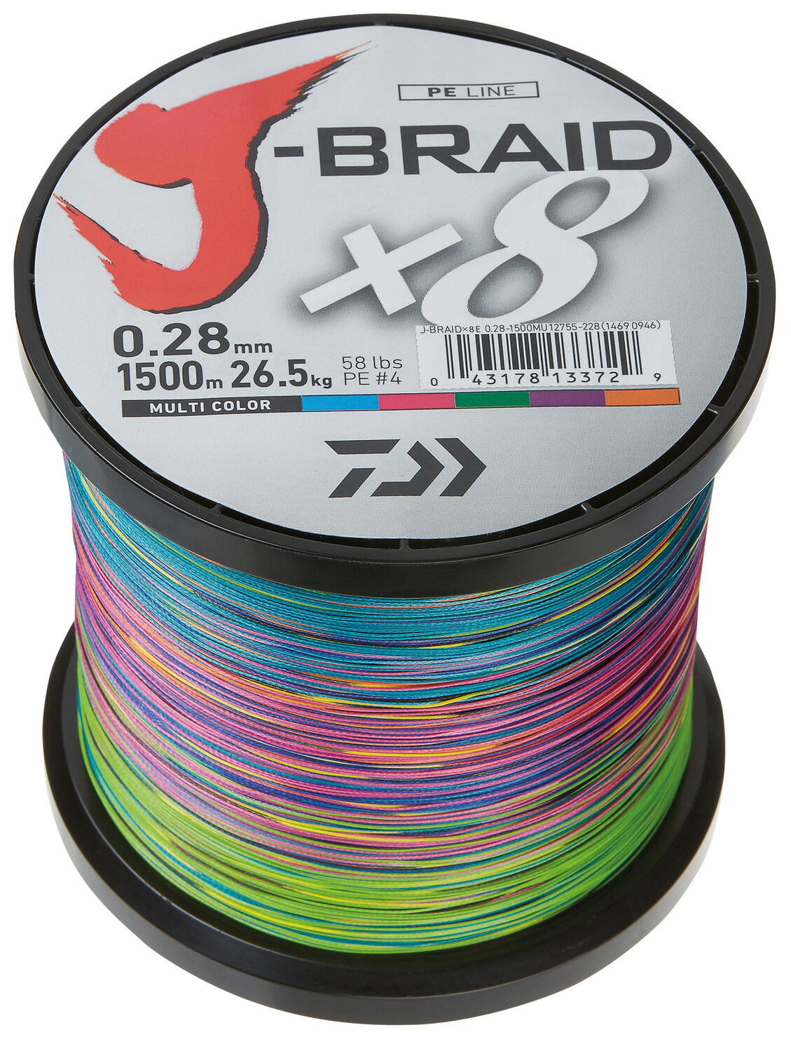 Fir textil Daiwa J-Braid X8, Multicolor, 0.35mm/36kg/1500m