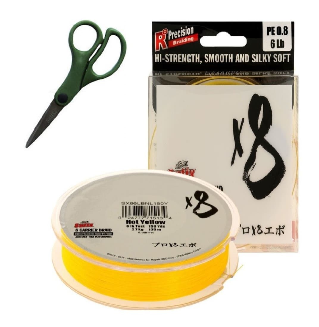 Sufix X8 135M 0.104MM 5.0KG 11LB HOT YELLOW + forfecuta