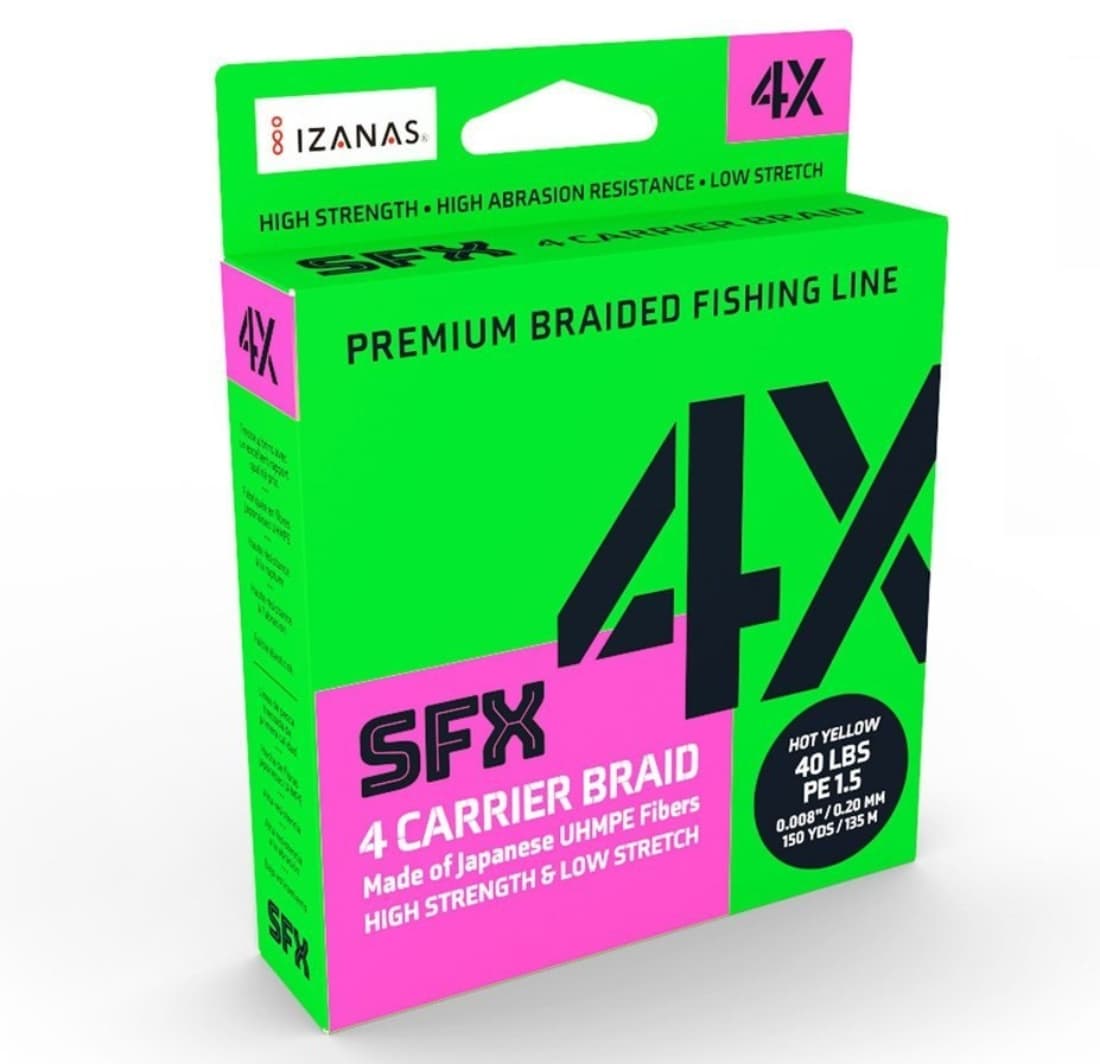 SUFIX SFX 4X BRAID 150YDS 0.185MM/10KG/ 1.2/22LB/HOT YELLOW