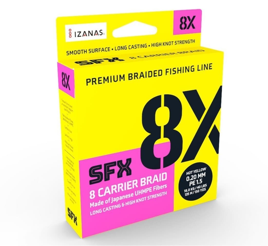 SUFIX SFX 8X BRAID 150YDS 0.128MM/7.3KG/ 0.6/16.06LB/HOT YELLOW