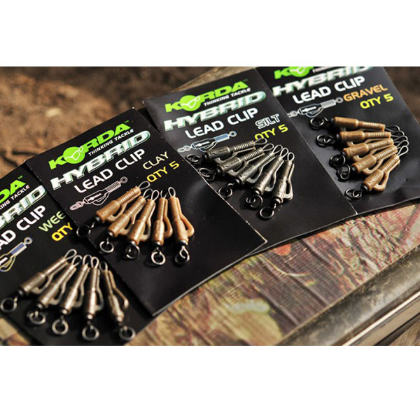 Kit clips + vârtej pentru plumb pierdut Korda Hybrid Lead Clip, Silt, 5buc/plic