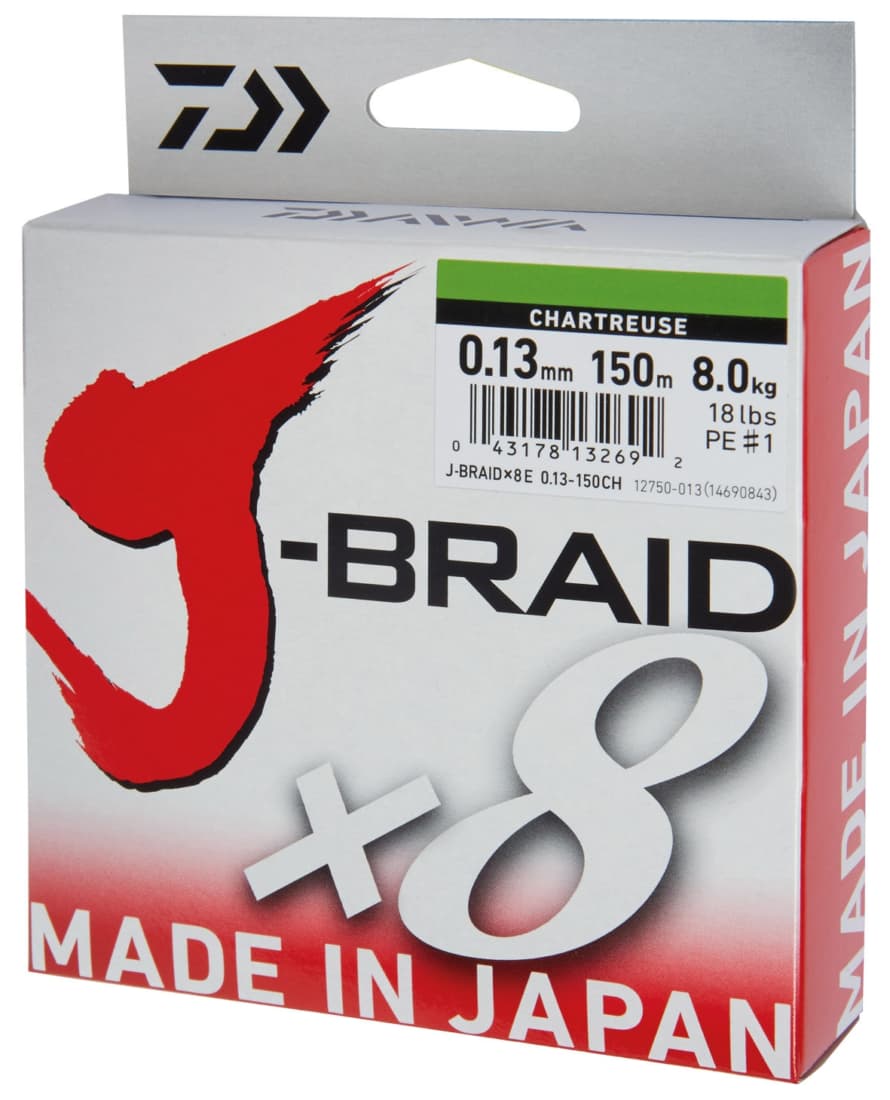Fir textil Daiwa J-Braid X8, Chartreuse, 0.10mm/6kg/150m