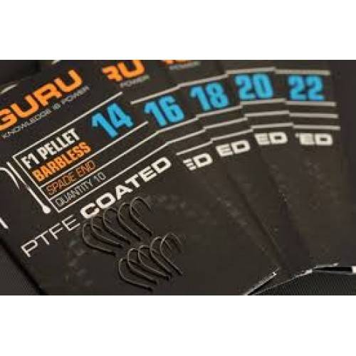 Cârlige Guru F1 Pellet Barbless PTFE Coated, Nr.20, 10buc/plic