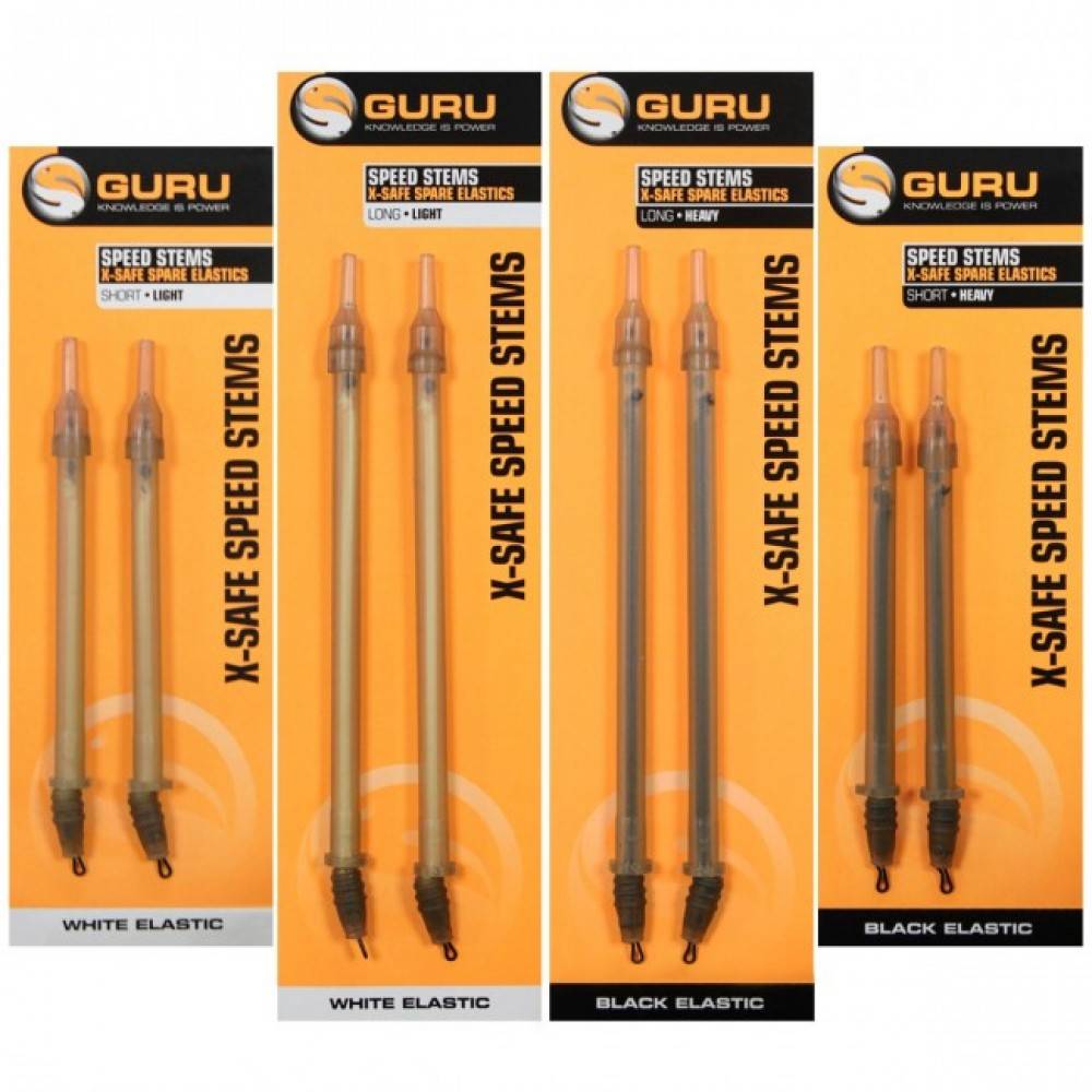 Tijă interschimbabilă cu elastic alb Guru X-Safe Speed Stems Light, Long, 2buc/blister
