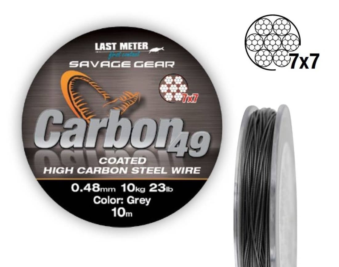 Fir pentru strună Savage Gear 7x7 Carbon49, 0.48mm/11kg/10m