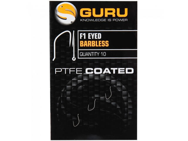 Cârlige Guru F1 Eyed Barbless, Nr.20, 10buc/plic