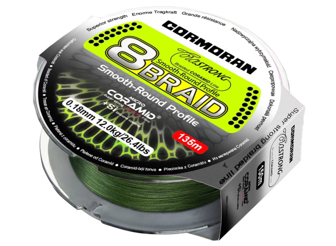 Fir textil Cormoran Corastrong 8Braid Smooth-Round Profile, Green, 0.35mm/37.5kg/135m