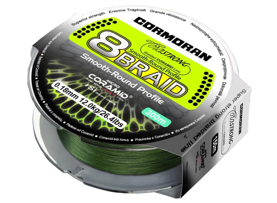 Fir textil Cormoran Corastrong 8Braid Smooth-Round Profile, Green, 0.25mm/18.8kg/300m