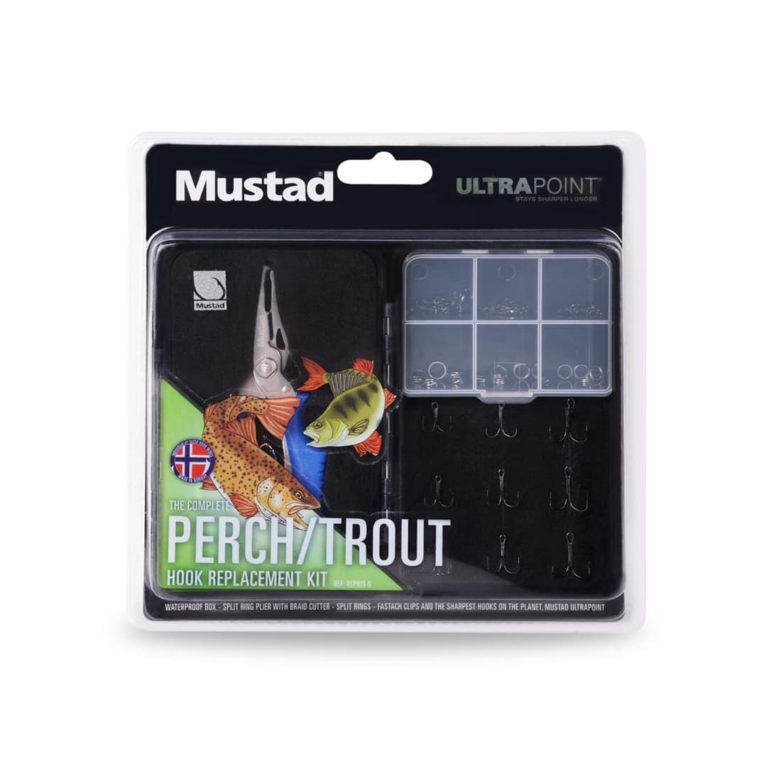 Kit Clește multifuncțional + Accesorii Mustad Hook Replacement Perch & Trout