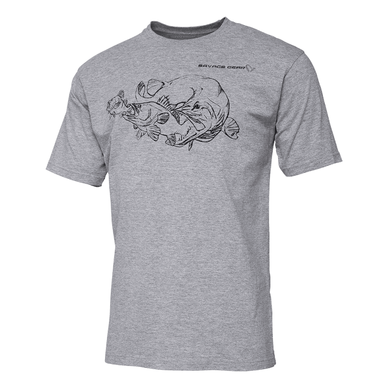 Tricou Savage Gear Cannibal Ink, Grey Melange, X-Large