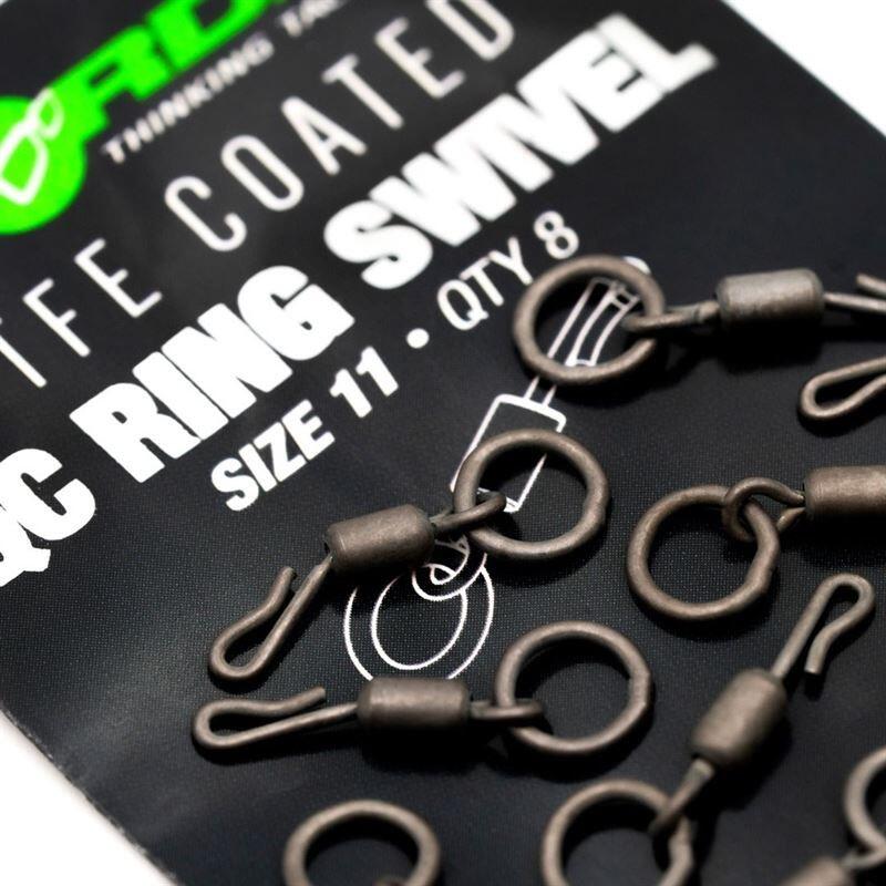 Vârtej cu agrafă rapidă și anou Korda PTFE Qc Ring, Nr.11, 8buc/plic