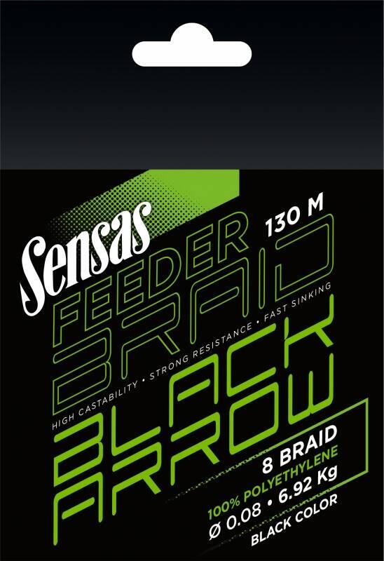 Fir textil Sensas Black Arrow 8-Braid, Black, 0.08mm/6.9kg/130m