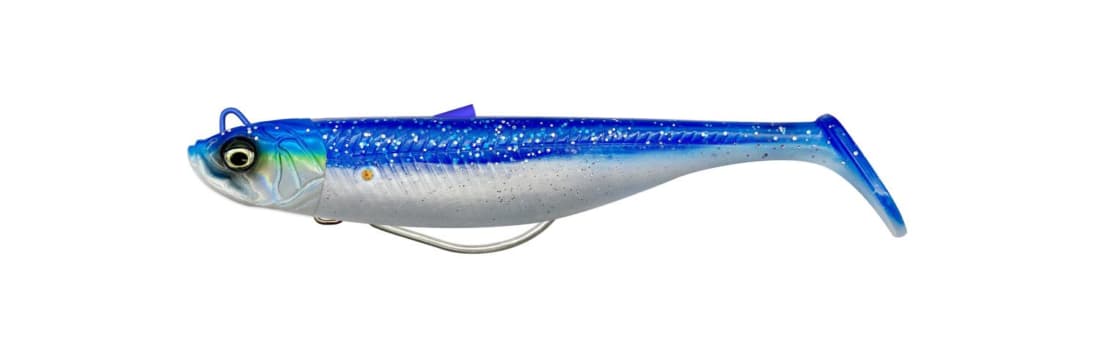 Shad Savage Gear Minnow Weedless Soft Baits Sinking, Blue Pearl Silver, 12.5cm, 28g, 2+1buc/blister