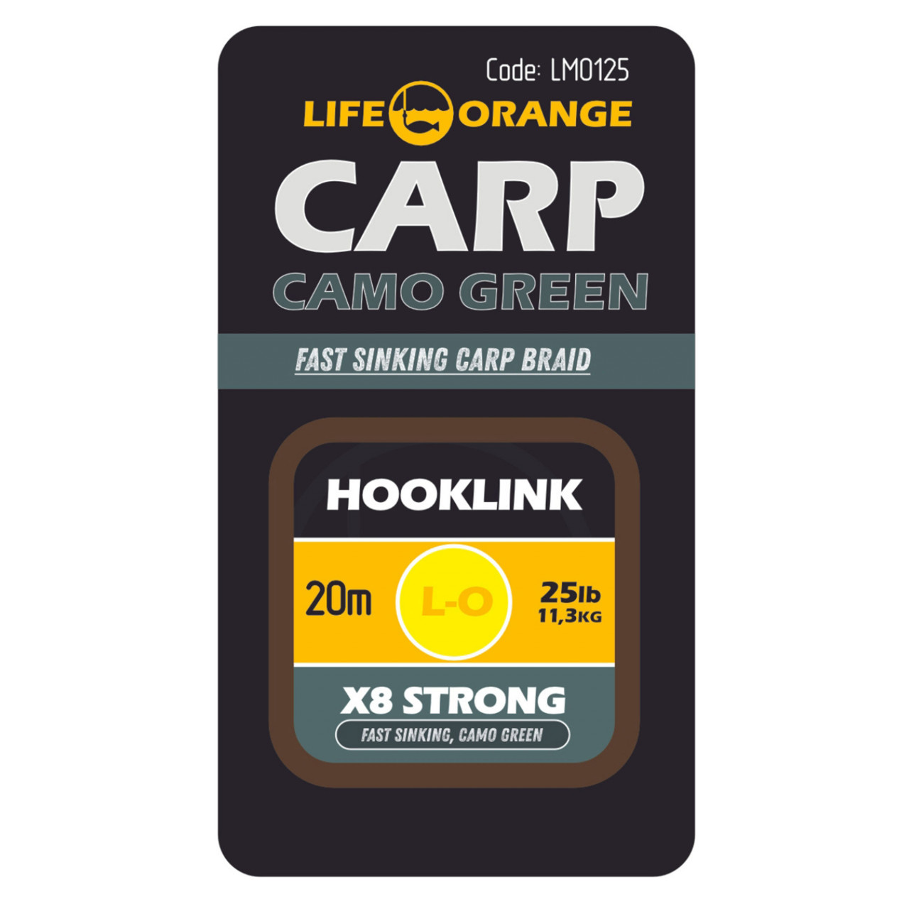 Hooklink x8 Orange Camo Green 20lb 20m