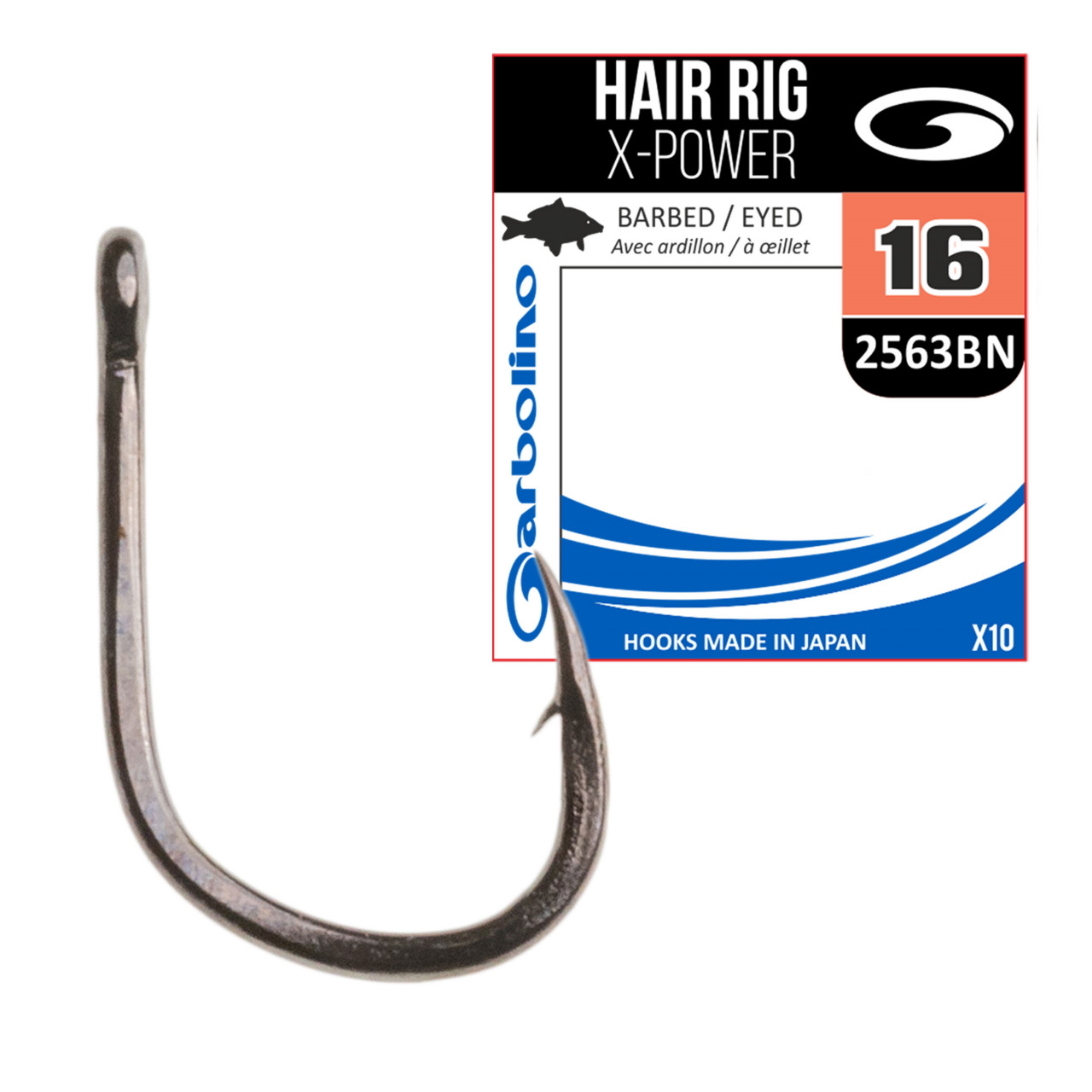 Carlig Garbolino No.8 Hair Rig X-Power 2563 Black Nickel 10buc