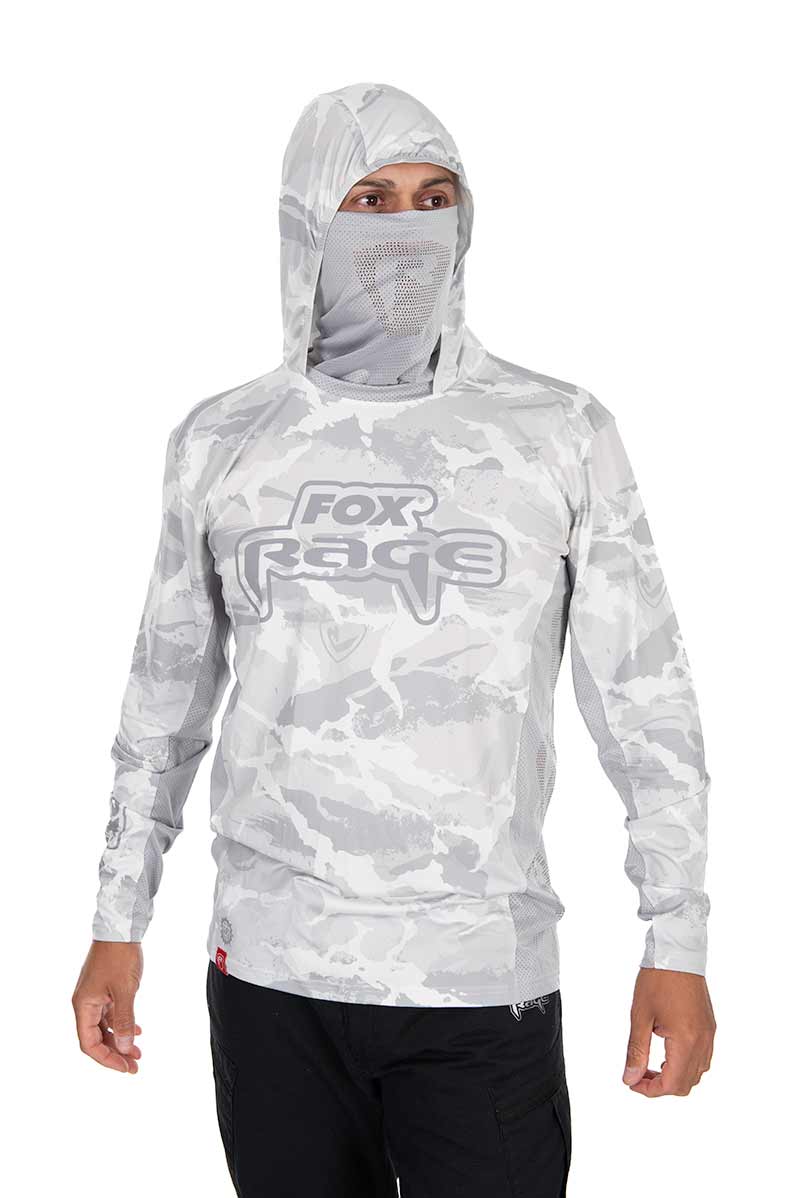 Bluză cu protecție UV Fox Rage UV Hooded Top, Light Camo, Medium