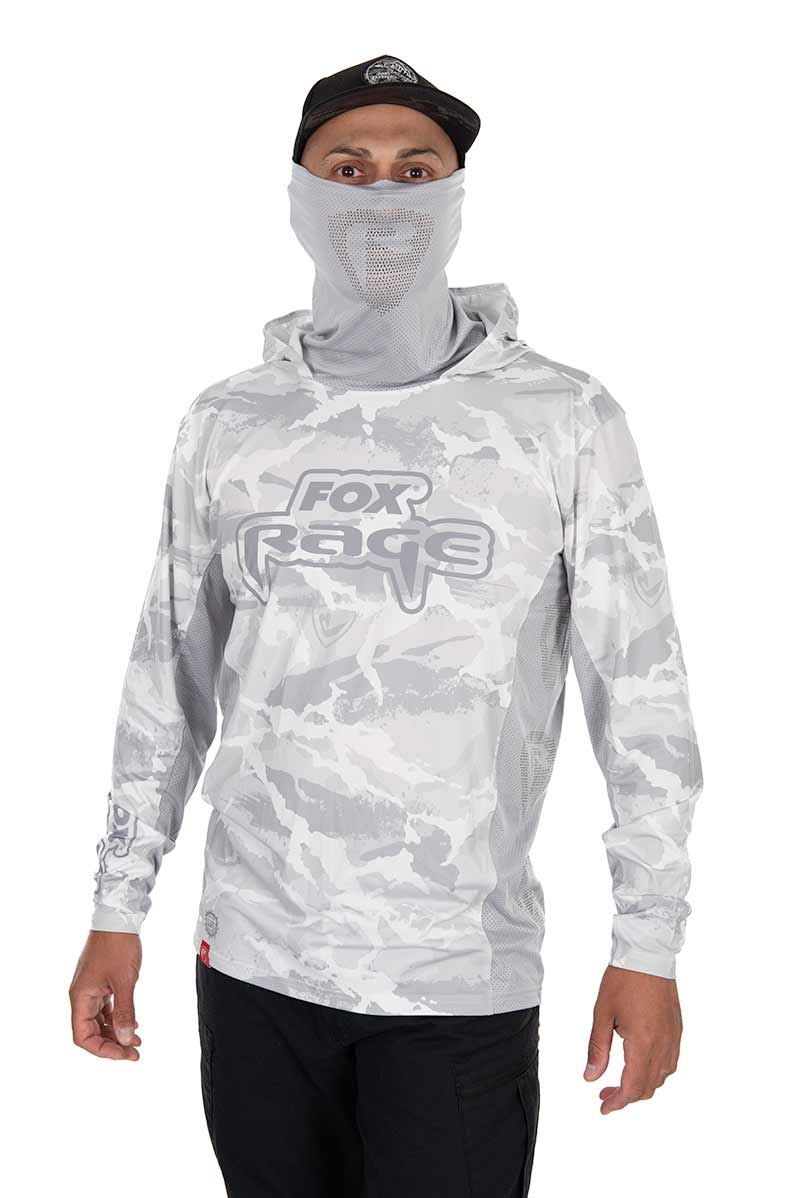 Bluză cu protecție UV Fox Rage UV Hooded Top, Light Camo, Medium