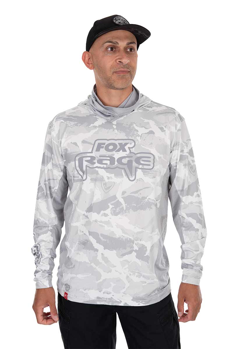 Bluză cu protecție UV Fox Rage UV Hooded Top, Light Camo, Medium