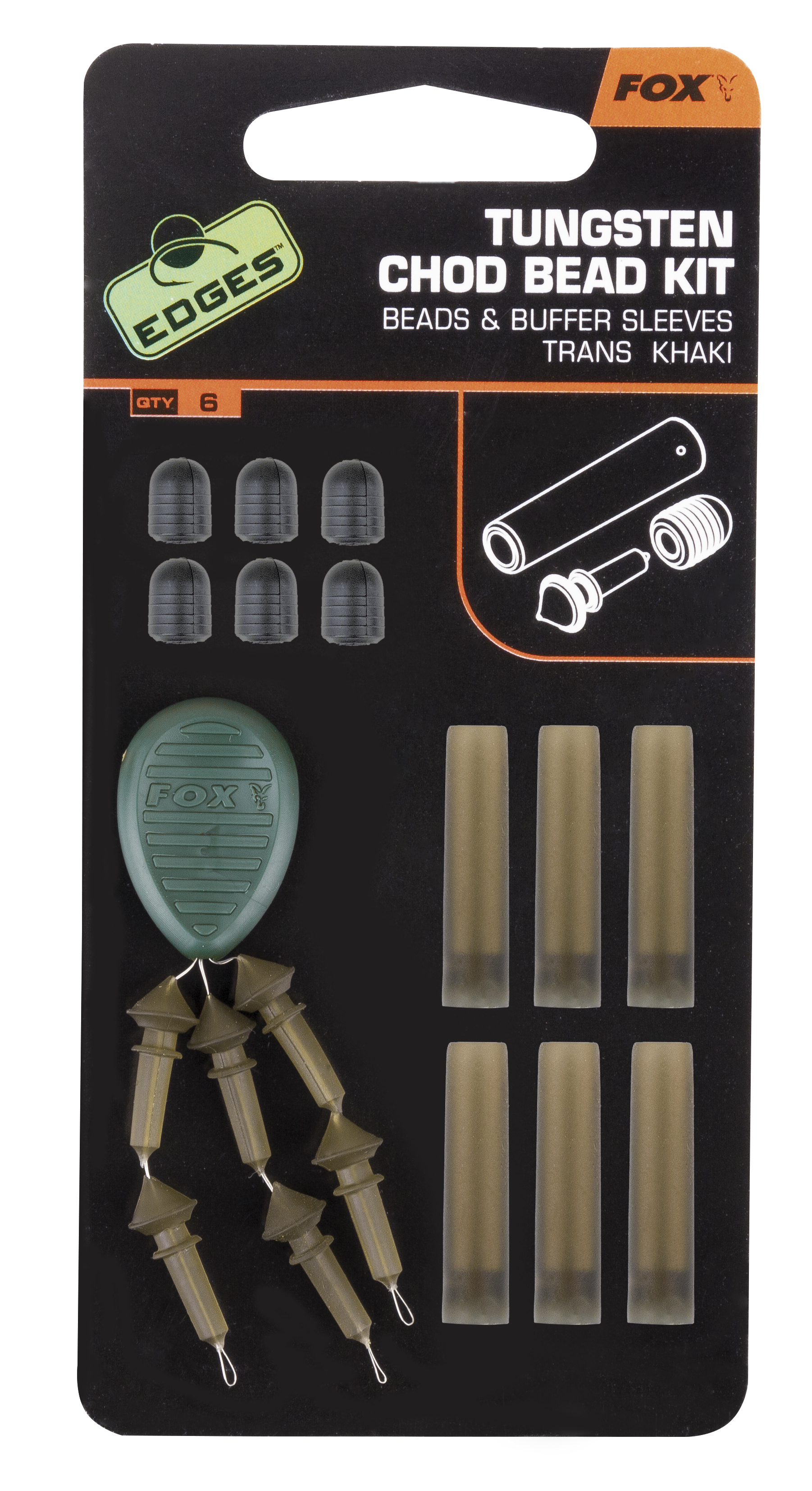 KIT FOX EDGES™ TUNGSTEN CHOD BEAD 3x6BUC/PLIC