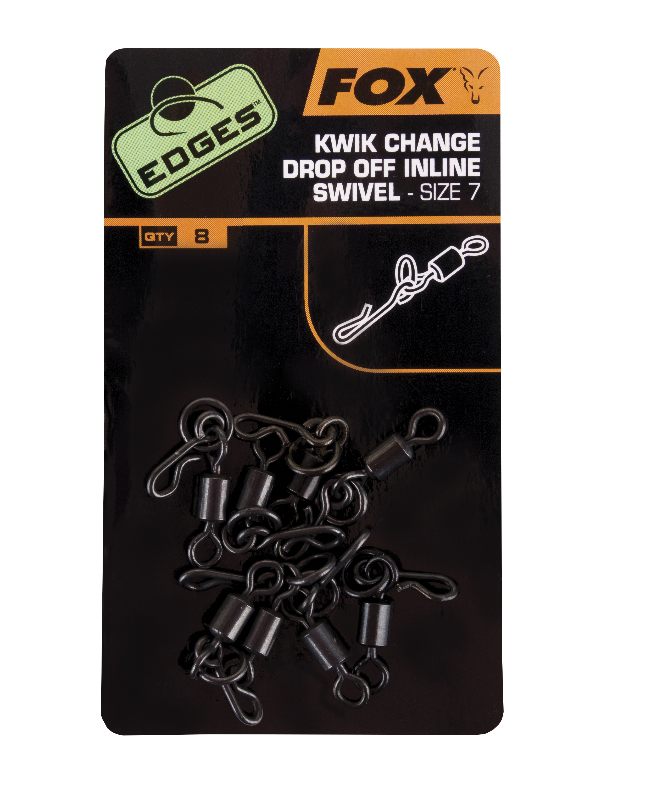 VÂRTEJ FOX EDGES™ KWIK CHANGE DROP OFF IN-LINE SWIVEL NR.7 8BUC/PLIC