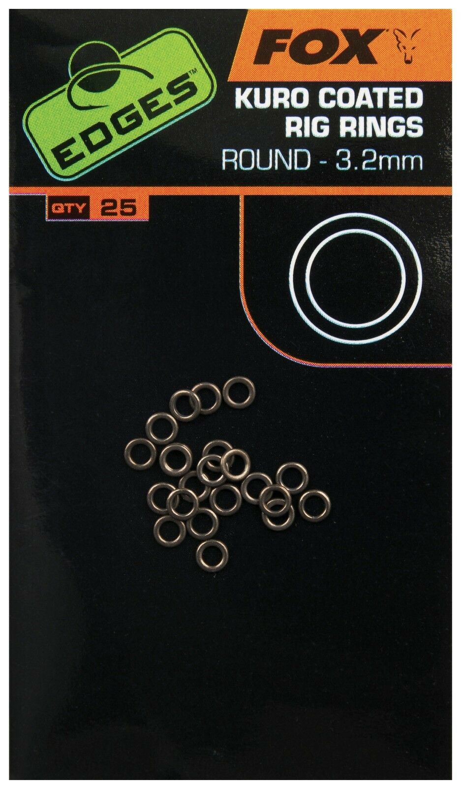 INELE FOX EDGES™ KURO COATED RIG RINGS MEDIUM 3.2MM 25BUC/PLIC