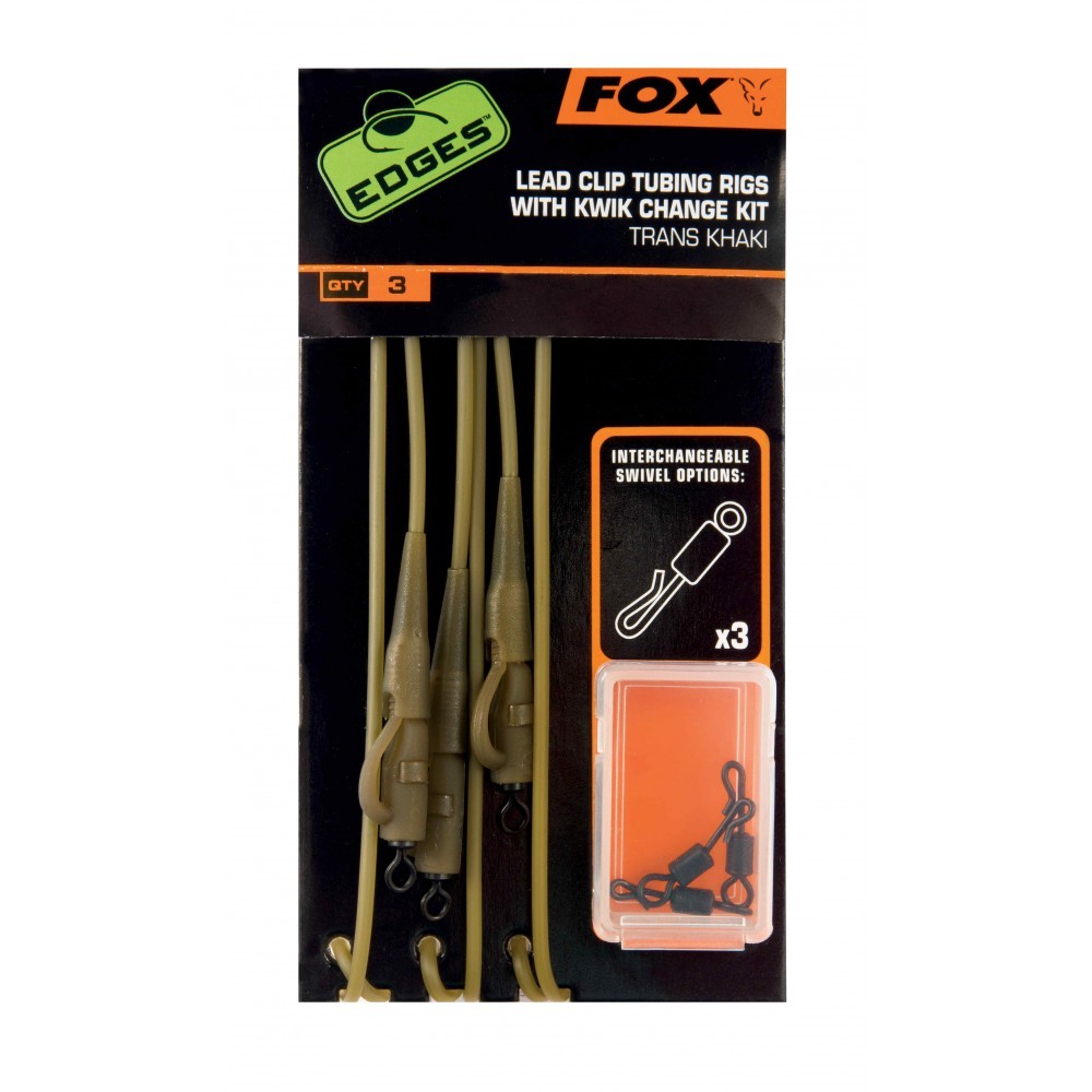 MONTURI FOX EDGES™ LEAD CLIP TUBING RIGS WITH KWIK CHANGE KIT 3BUC/PLIC