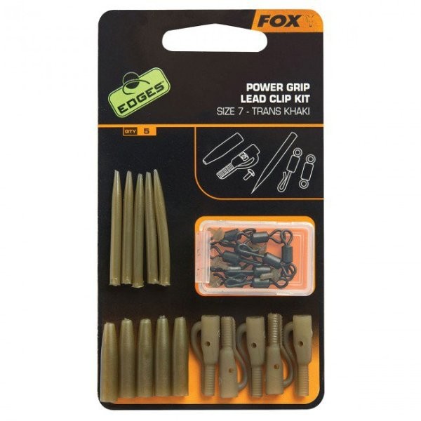 KIT MONTURI FOX EDGES™ POWER GRIP LEAD CLIP NR.7 5X5BUC/PLIC
