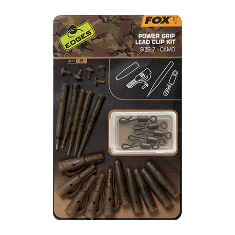 KIT MONTURĂ FOX EDGES™ CAMO POWER GRIP LEAD CLIP NR.7 5X5BUC/PLIC