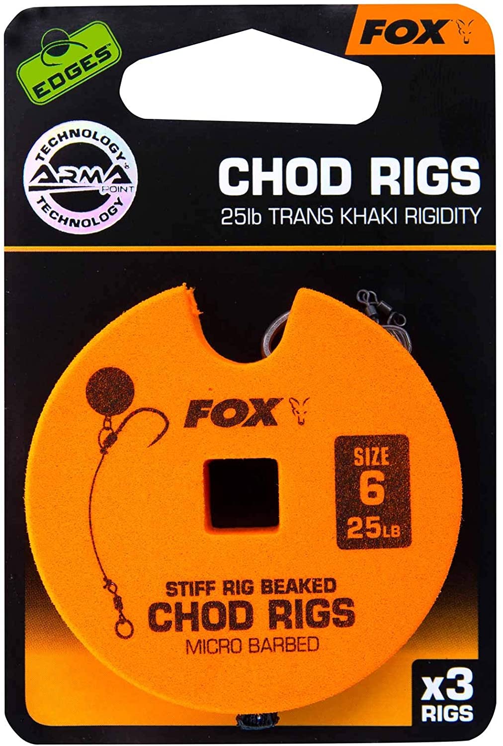 MONTURĂ FOX EDGES™ STIFF CHOD STANDARD NR.6 25LB 3BUC/ROLĂ