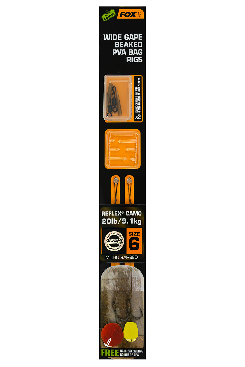 RIG FOX EDGES™ WIDE GAPE BEAKED PVA BAG RIGS NR.6 20LBS, 2BUC/PLIC