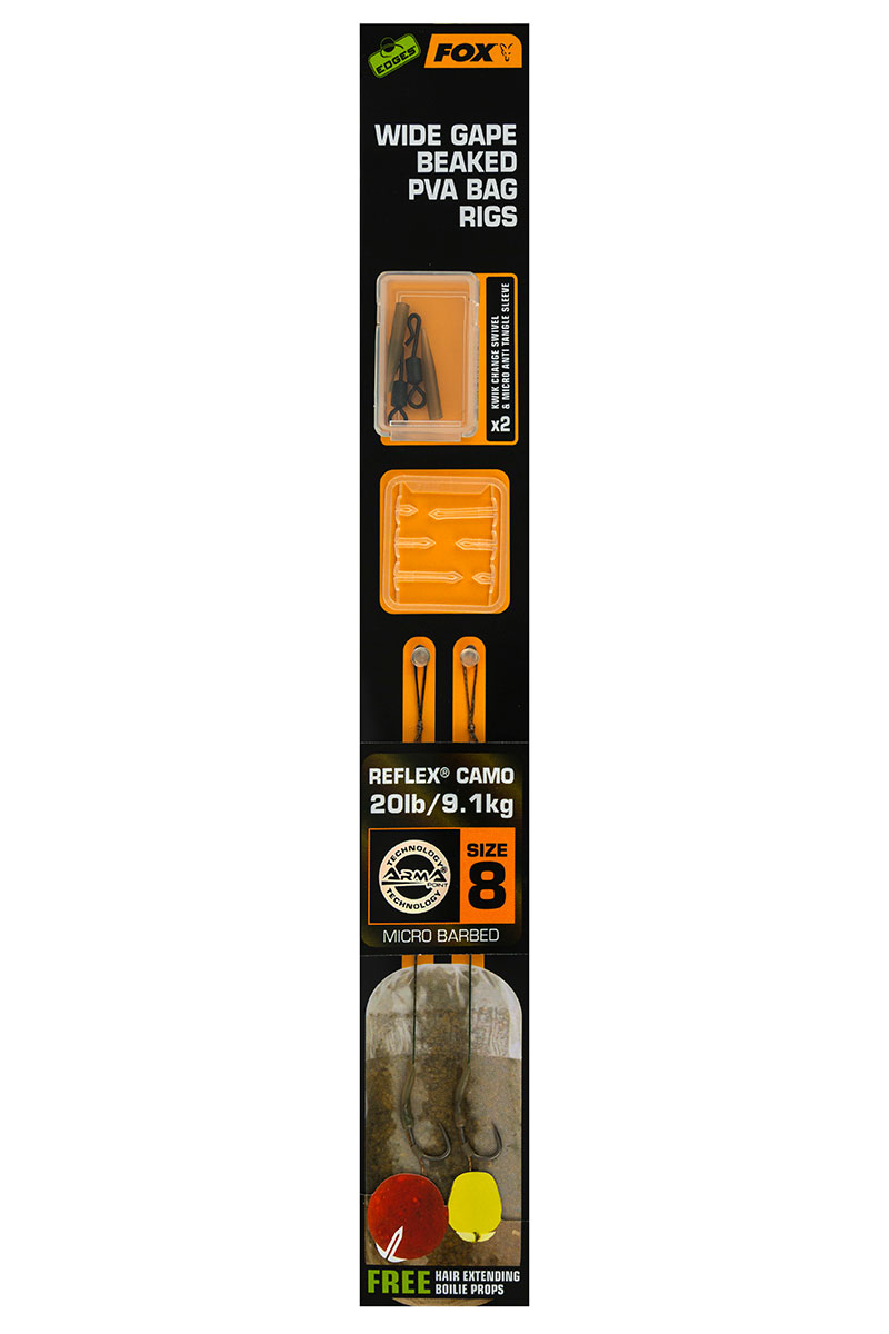 RIG FOX EDGES™ WIDE GAPE BEAKED PVA BAG RIGS NR.8 20LBS, 2BUC/PLIC