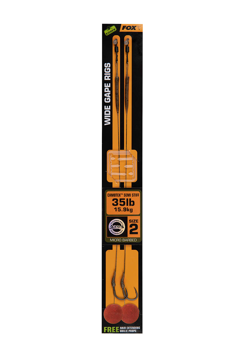 RIG FOX EDGES™ WIDE GAPE CAMOTEX SEMI STIFF NR.2, 2BUC/PLIC
