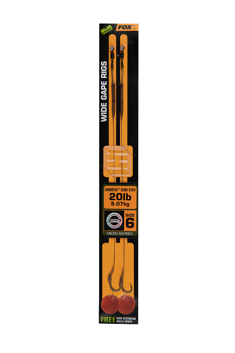 RIG FOX EDGES™ WIDE GAPE CAMOTEX SEMI STIFF NR.6, 2BUC/PLIC