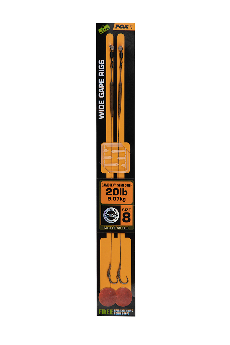 RIG FOX EDGES™ WIDE GAPE CAMOTEX SEMI STIFF NR.8, 2BUC/PLIC