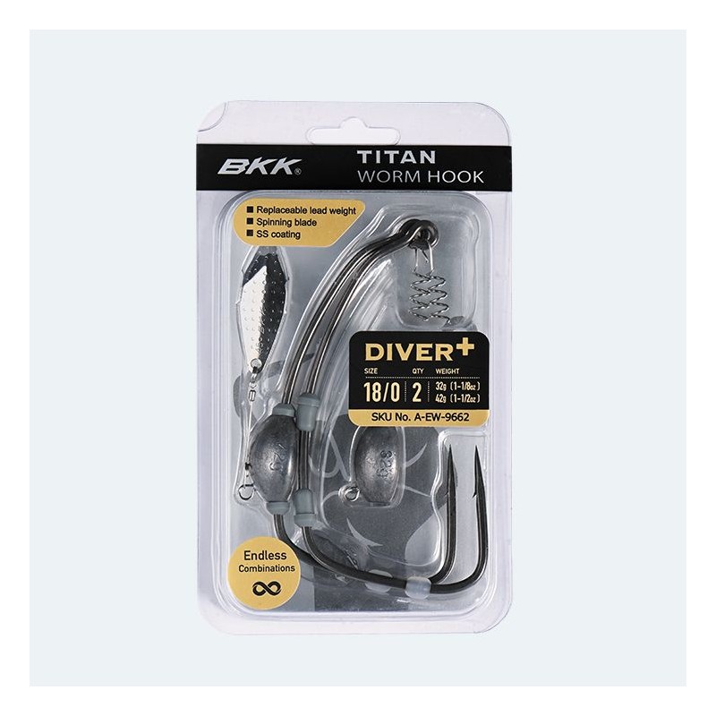 Cârlige BKK Titan Diver Plus Worm Hook, 8/0-8/12G, 2buc/blister