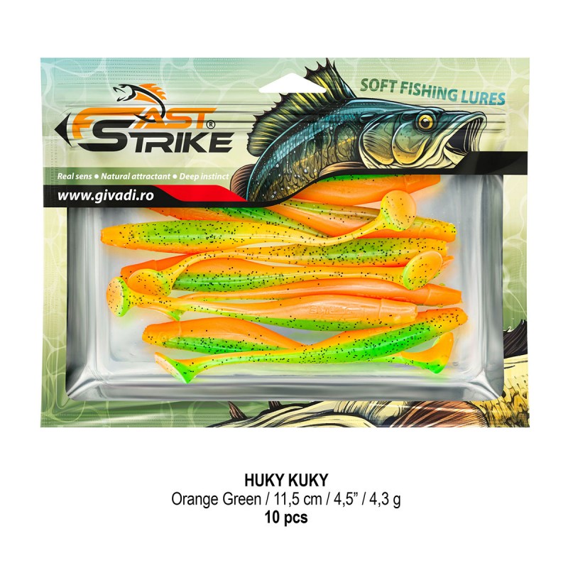 Shad Fast Strike Huky Kuky, Orange Green, 11.5cm/4.3g, 10buc/plic