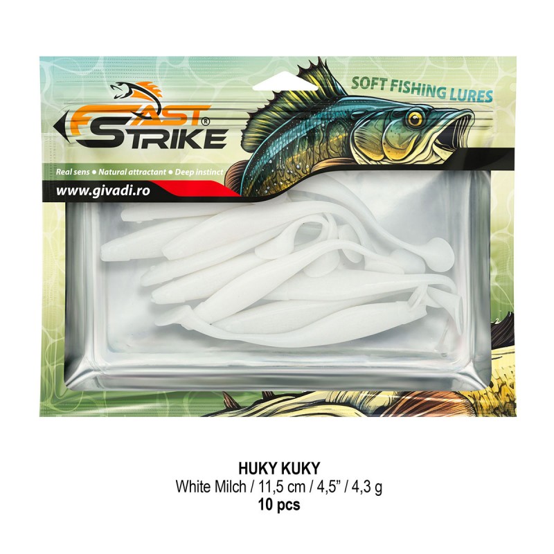 Shad Fast Strike Huky Kuky, White Milch, 11.5cm/4.3g, 10buc/plic