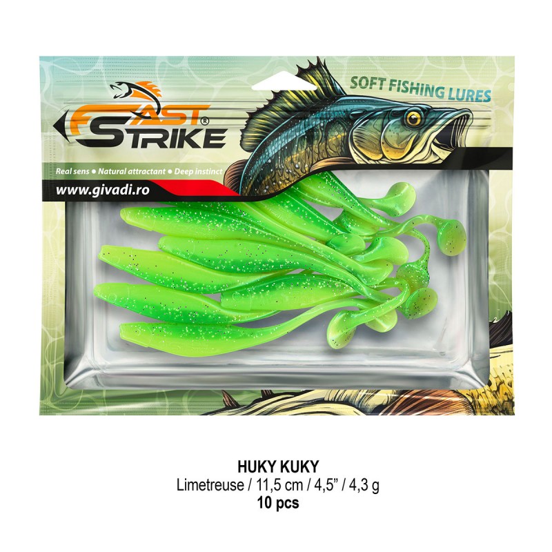 Shad Fast Strike Huky Kuky, Limetreuse, 11.5cm/4.3g, 10buc/plic