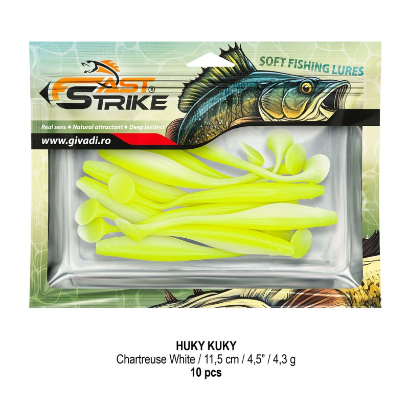 Shad Fast Strike Huky Kuky, Chartreuse White, 11.5cm/4.3g, 10buc/plic
