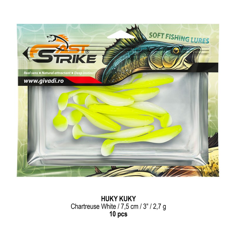 Shad Fast Strike Huky Kuky, Chartreuse White, 7.5cm/2.7g, 10buc/plic