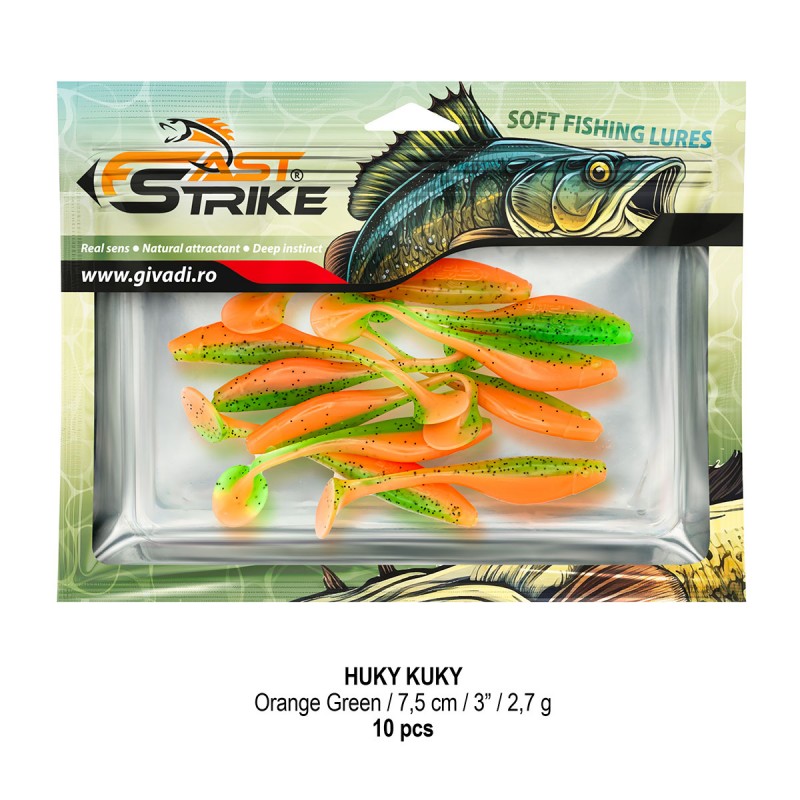 Shad Fast Strike Huky Kuky, Orange Green, 7.5cm/2.7g, 10buc/plic