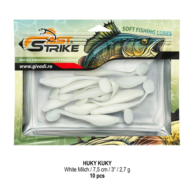 Shad Fast Strike Huky Kuky, White Milch, 7.5cm/2.7g, 10buc/plic