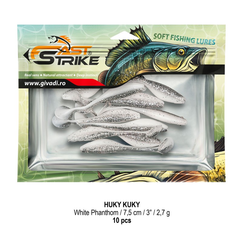 Shad Fast Strike Huky Kuky, White Phantom, 7.5cm/2.7g, 10buc/plic