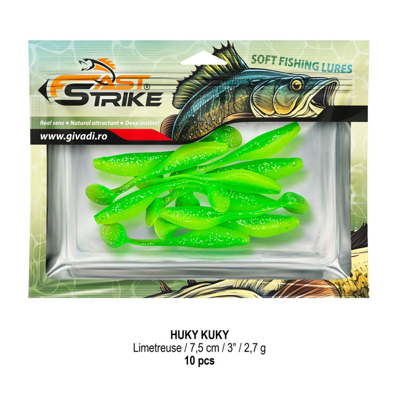 Shad Fast Strike Huky Kuky, Limetreuse, 7.5m/2.7g, 10buc/plic