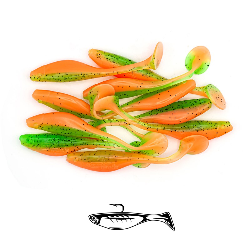 Shad Fast Strike Huky Kuky, Orange Green, 7.5cm/2.7g, 10buc/plic