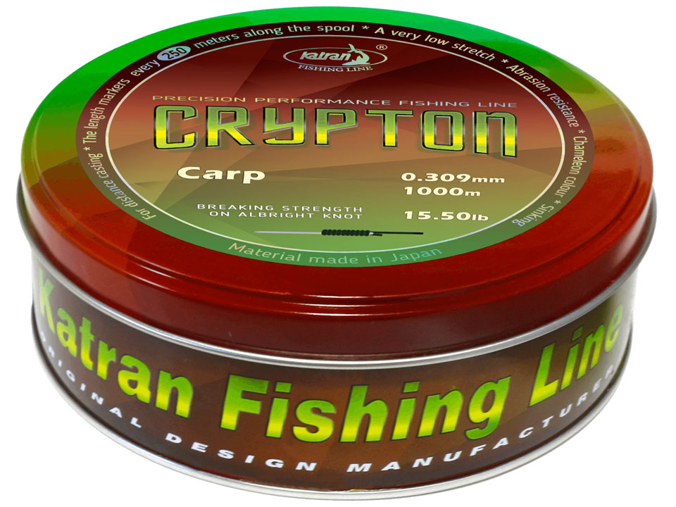 Fir monofilament Katran Crypton Carp, Camo, 0.371mm/21.30lb/9.66kg, 1000m