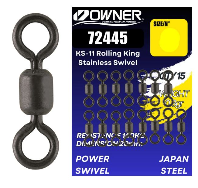 Vârtej Owner Amaz KS-11 72445 Rolling King Stainless Swivel, Black, Nr.5/68kg, 15buc/plic